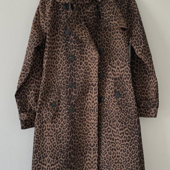 Rebecca Minkoff Women’s Leopard Print Trench Coat Belted Long Size Medium - Picture 3 of 16